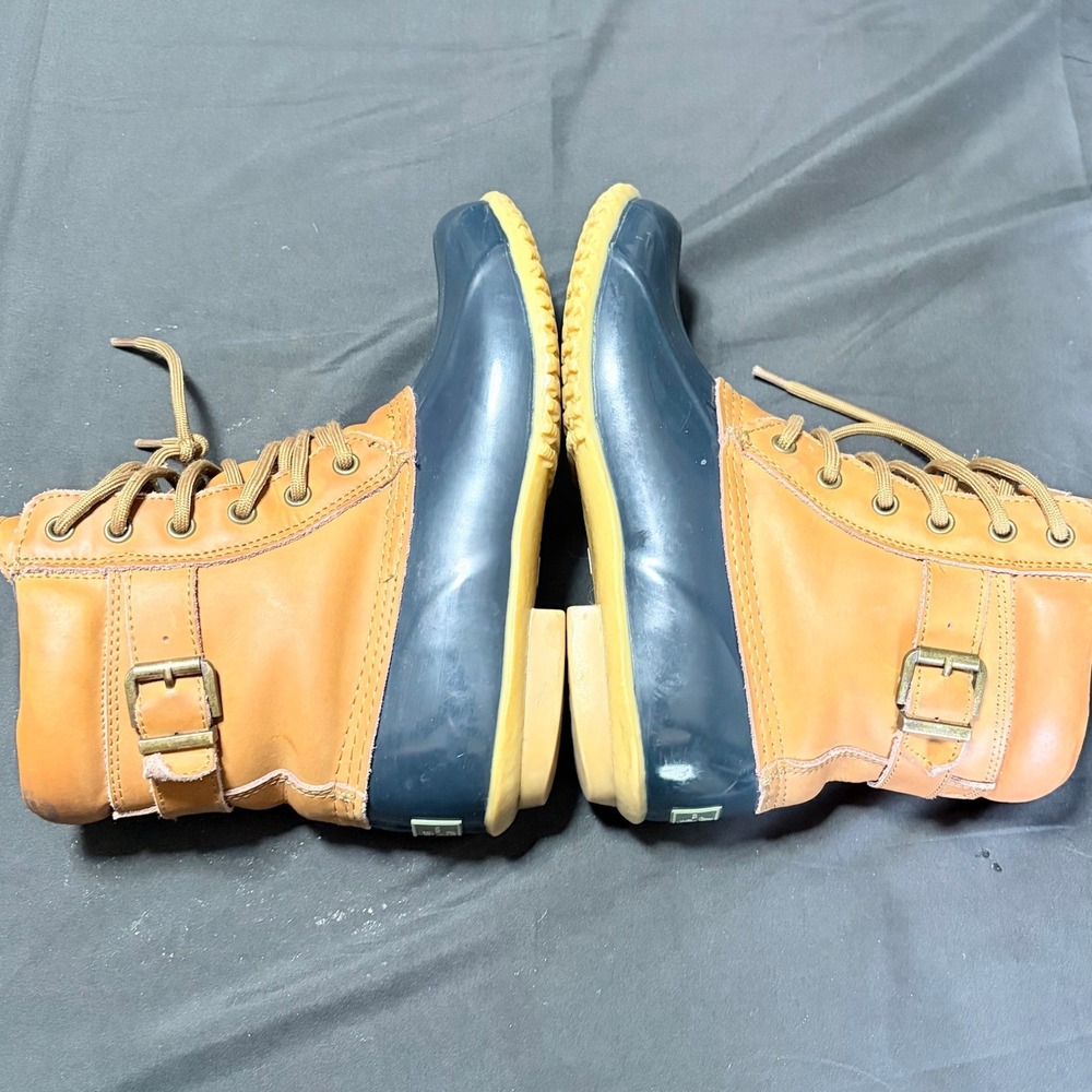 G.H. Bass Harlequin Mens 7M Leather Waterproof Duck Rain Snow Boots Navy Brown